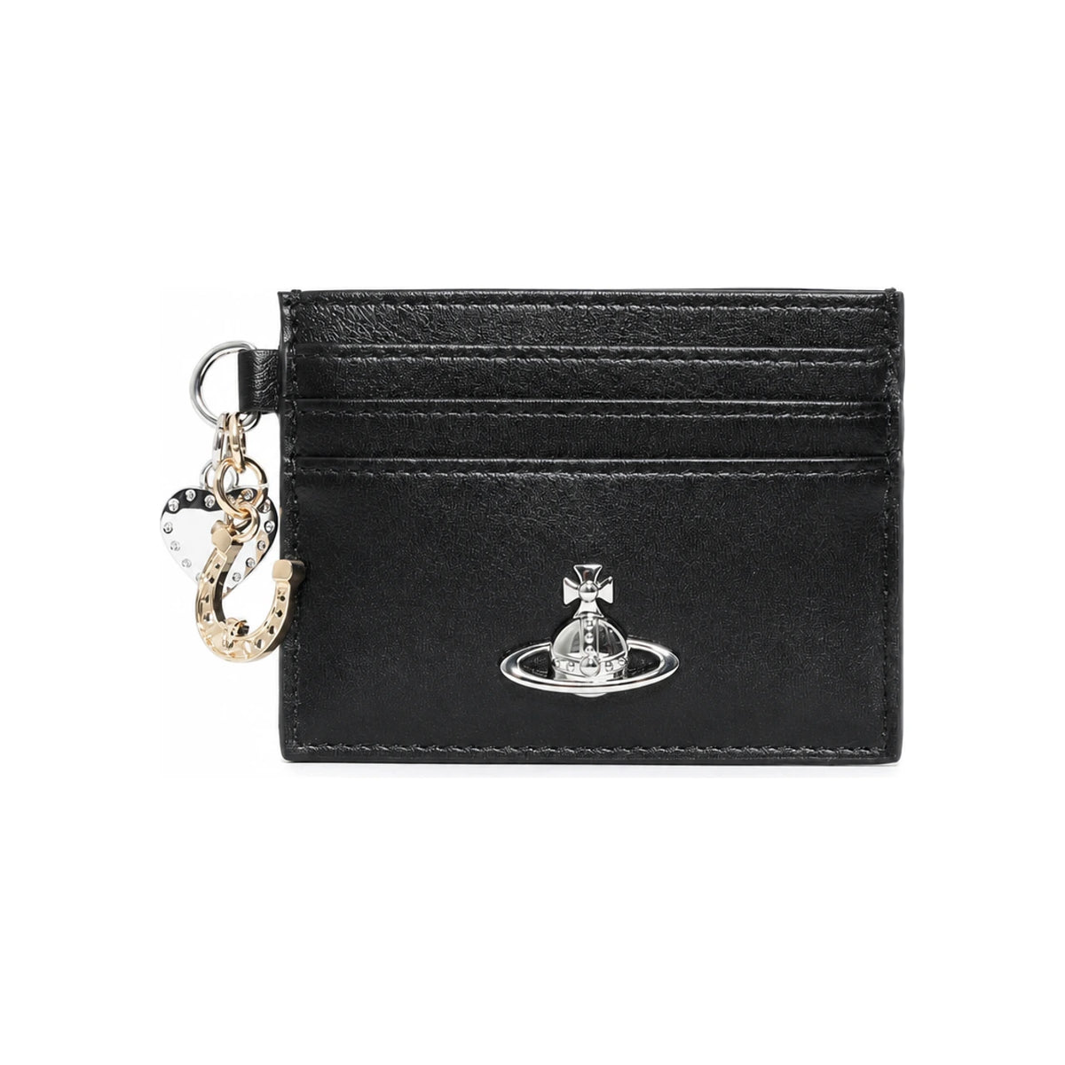 Vivienne Westwood ORB Heart Charm Women’s Leather Card Holder Black