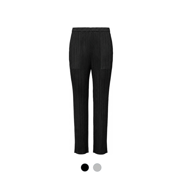 PLEATS PLEASE Black Gray Basic Long Straight Pants
