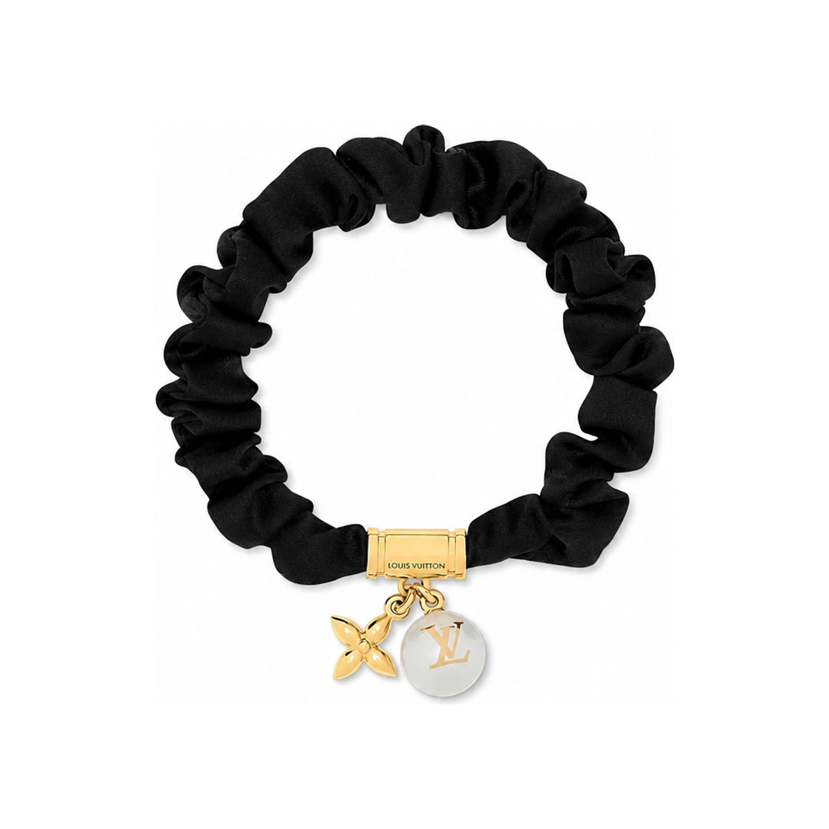 Louis Vuitton Black Elastic Headband with Mixed Pearls M03238