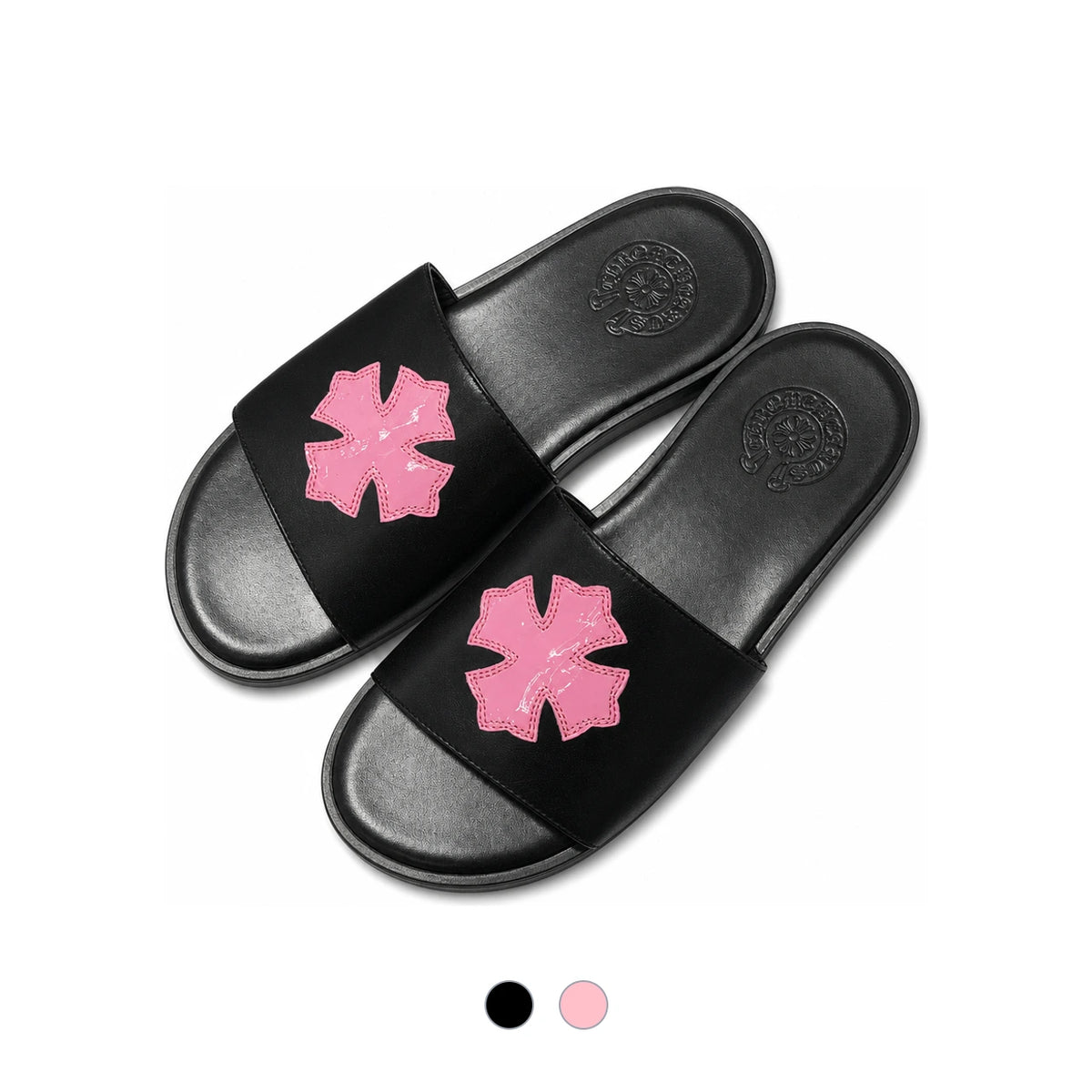 Chrome Hearts Cross Patch Slippers Black Pink Men’s
