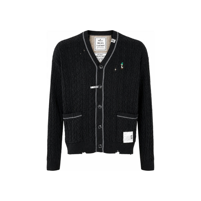 Maison Mihara Yasuhiro Black Front Back Combined Knit Cardigan A16CD521 BLACK