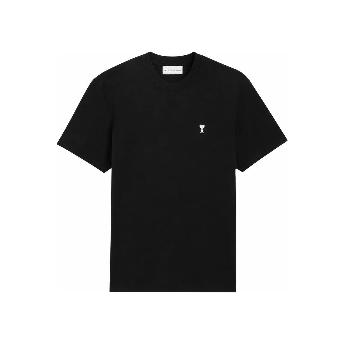 AMI White Cotton Short Sleeve T-Shirt Black