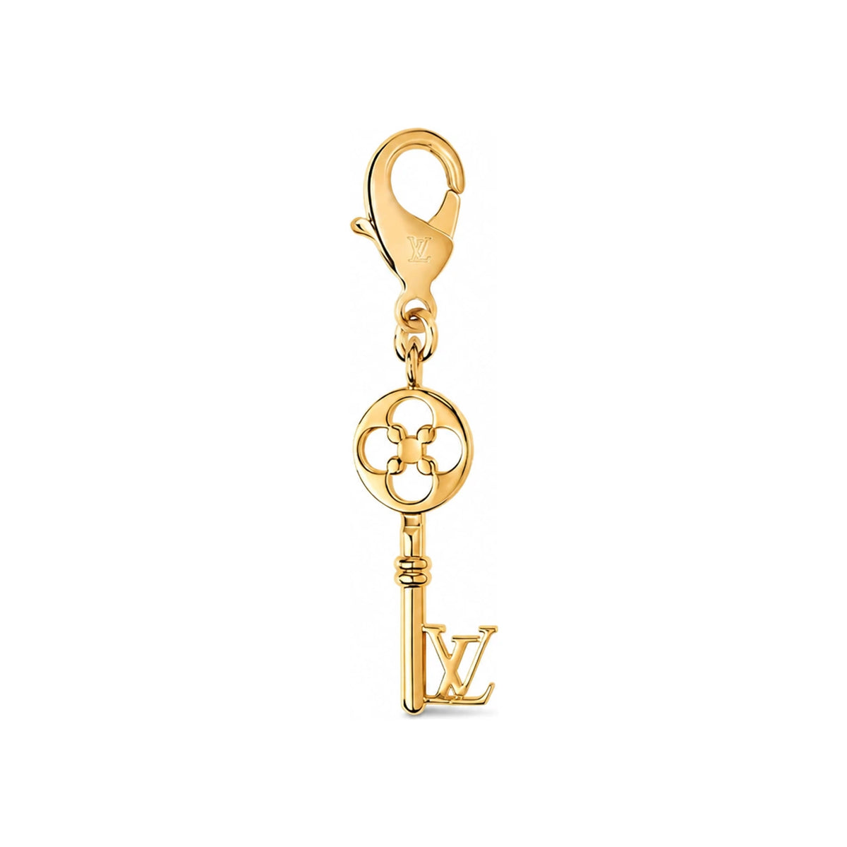 Louis Vuitton Gold-Tone Metal LV Charm Key Ring M04052