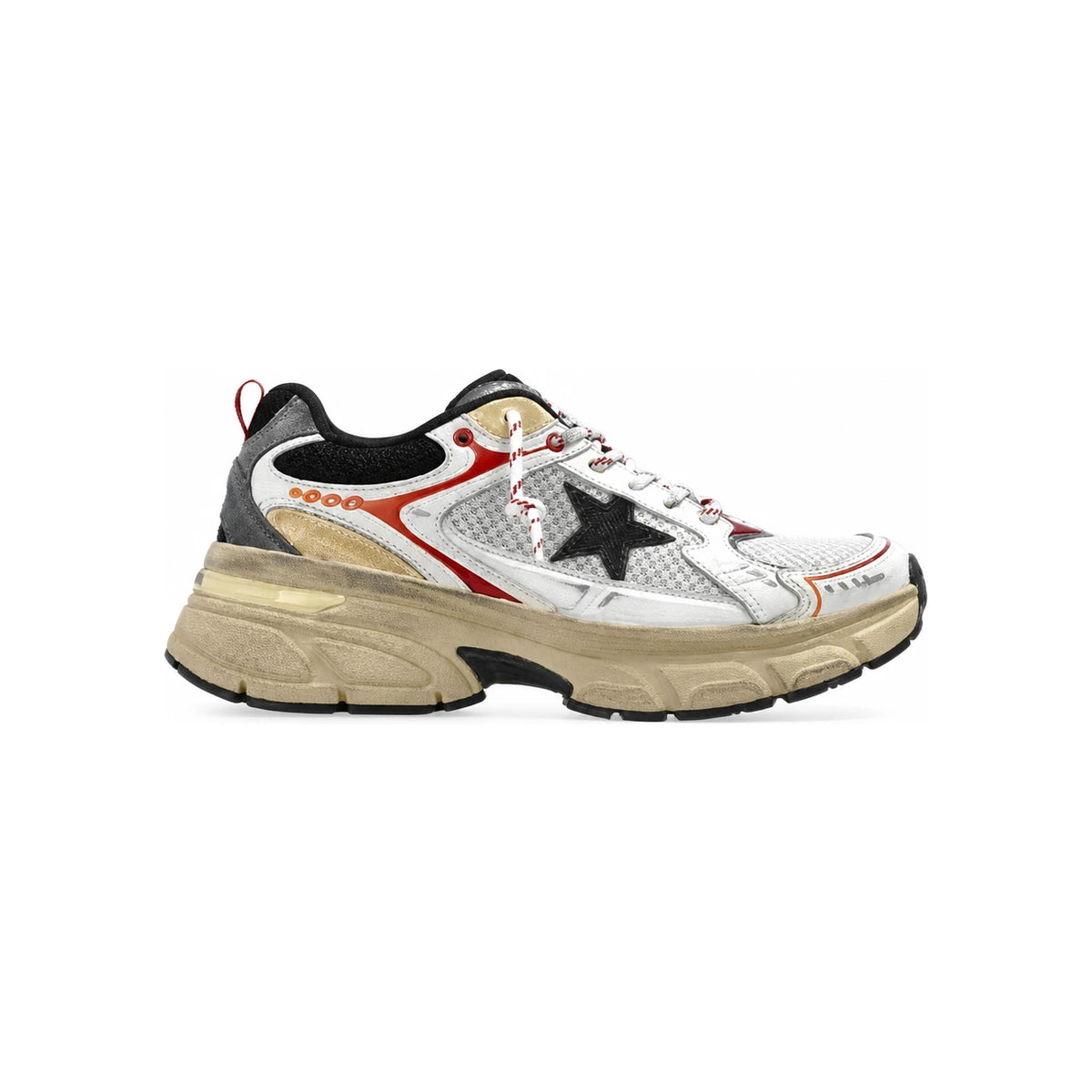 GOLDEN GOOSE Lightstar Leather Low-Top Sneakers White Navy