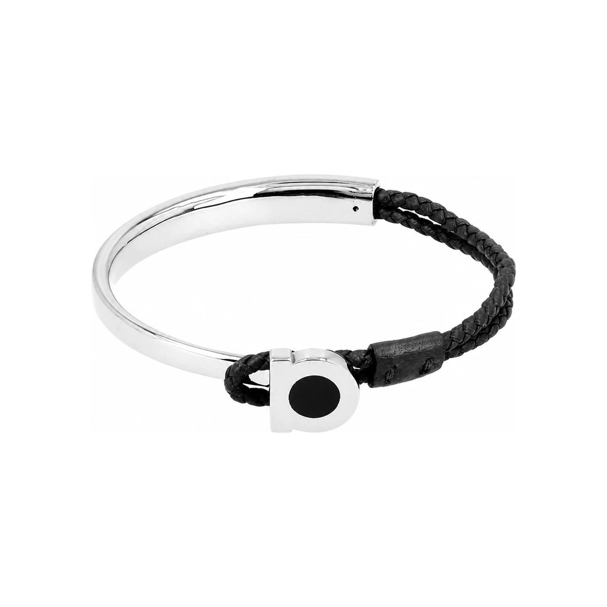 Ferragamo Gancini Semi Rigid Braided Leather Men’s Bracelet 77 0401 0791263