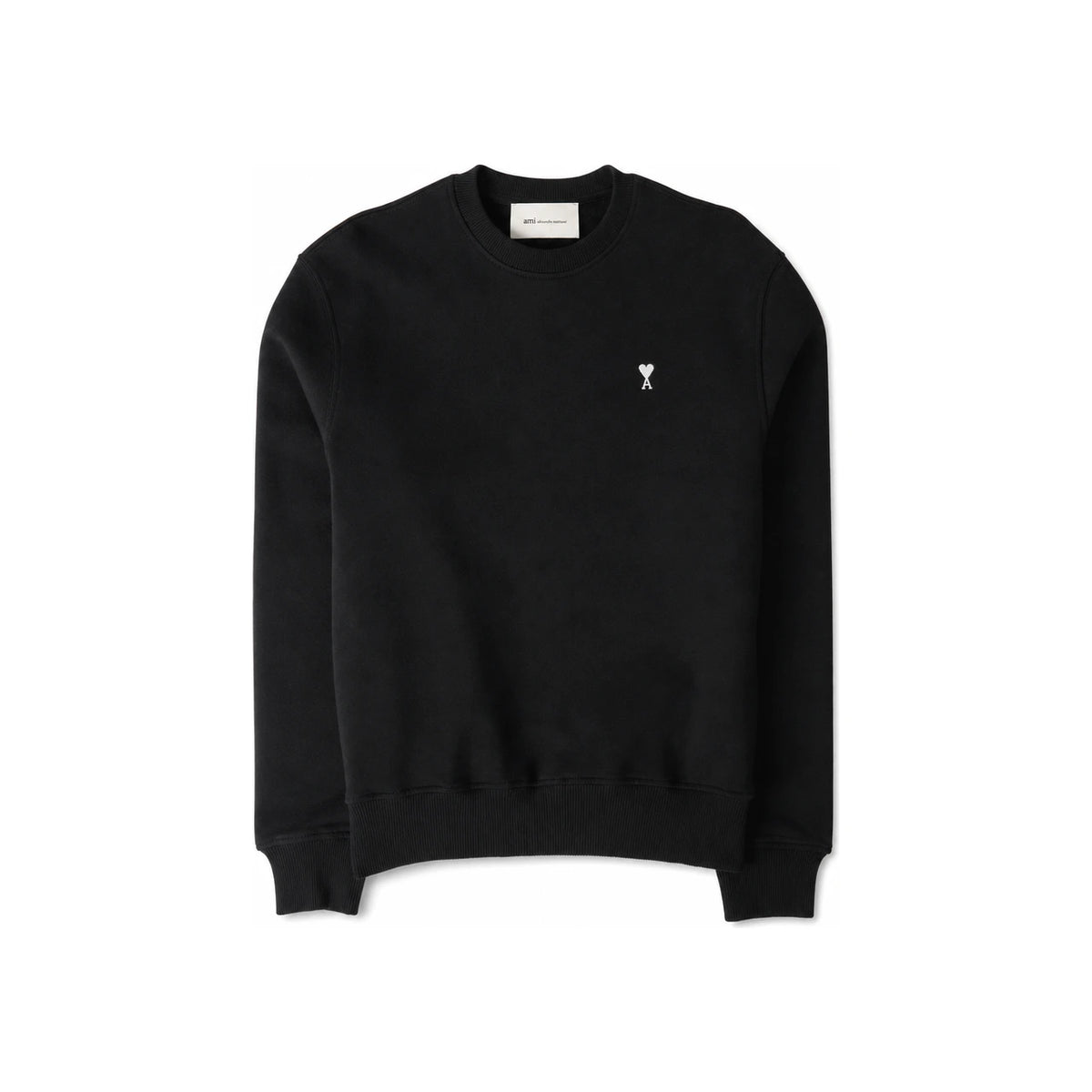 AMI Small Heart Logo Cotton Sweatshirt Black White Cream