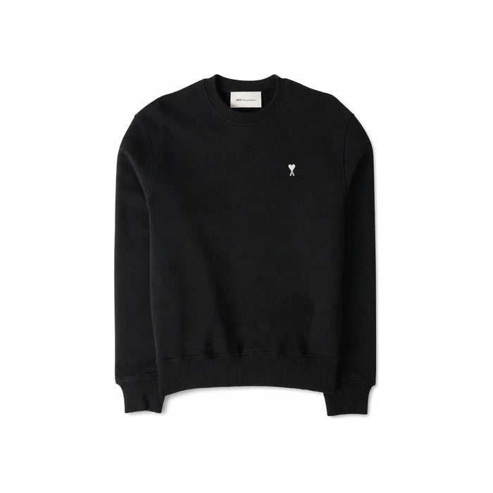 AMI Small Heart Logo Cotton Sweatshirt Black White Cream