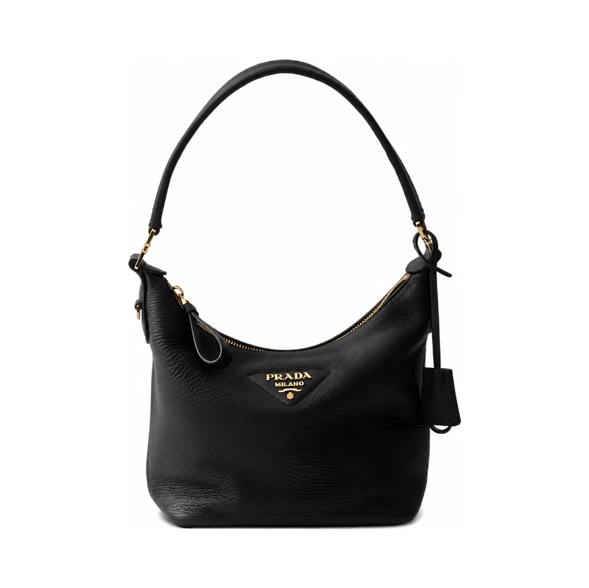 PRADA Vitello Daino Hobo Shoulder Bag Black 1BC278 2DKV F0632