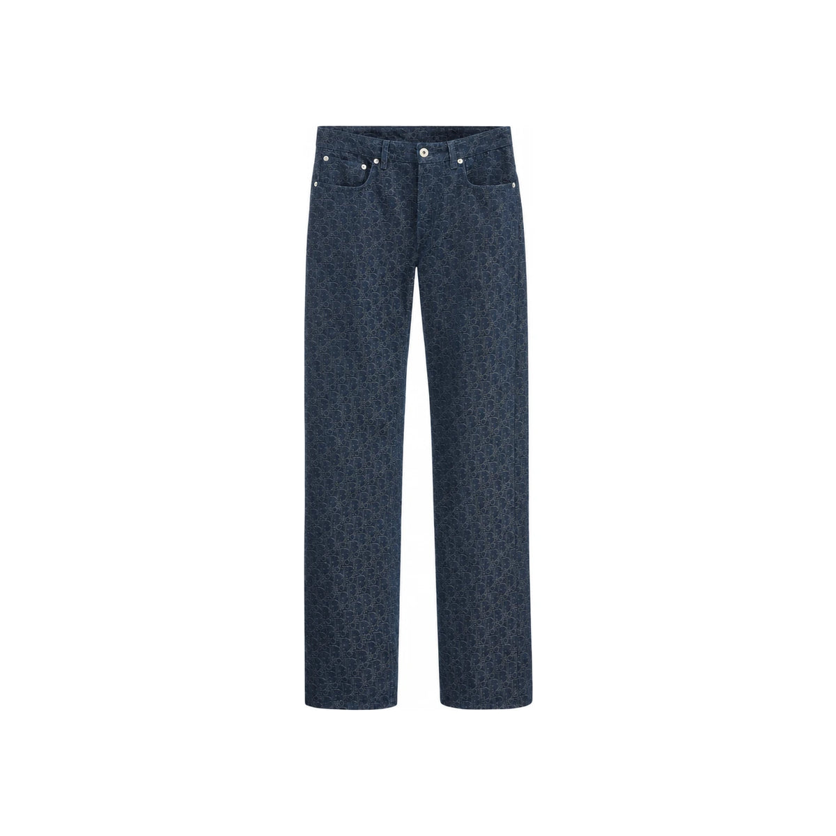 DIOR Regular Fit Navy Blue Dior Oblique Cotton Denim Blouse
