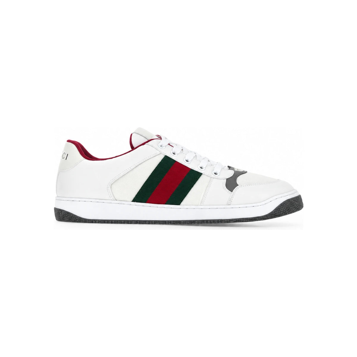GUCCI Screener Low-Top Sneakers Men White Green Leather
