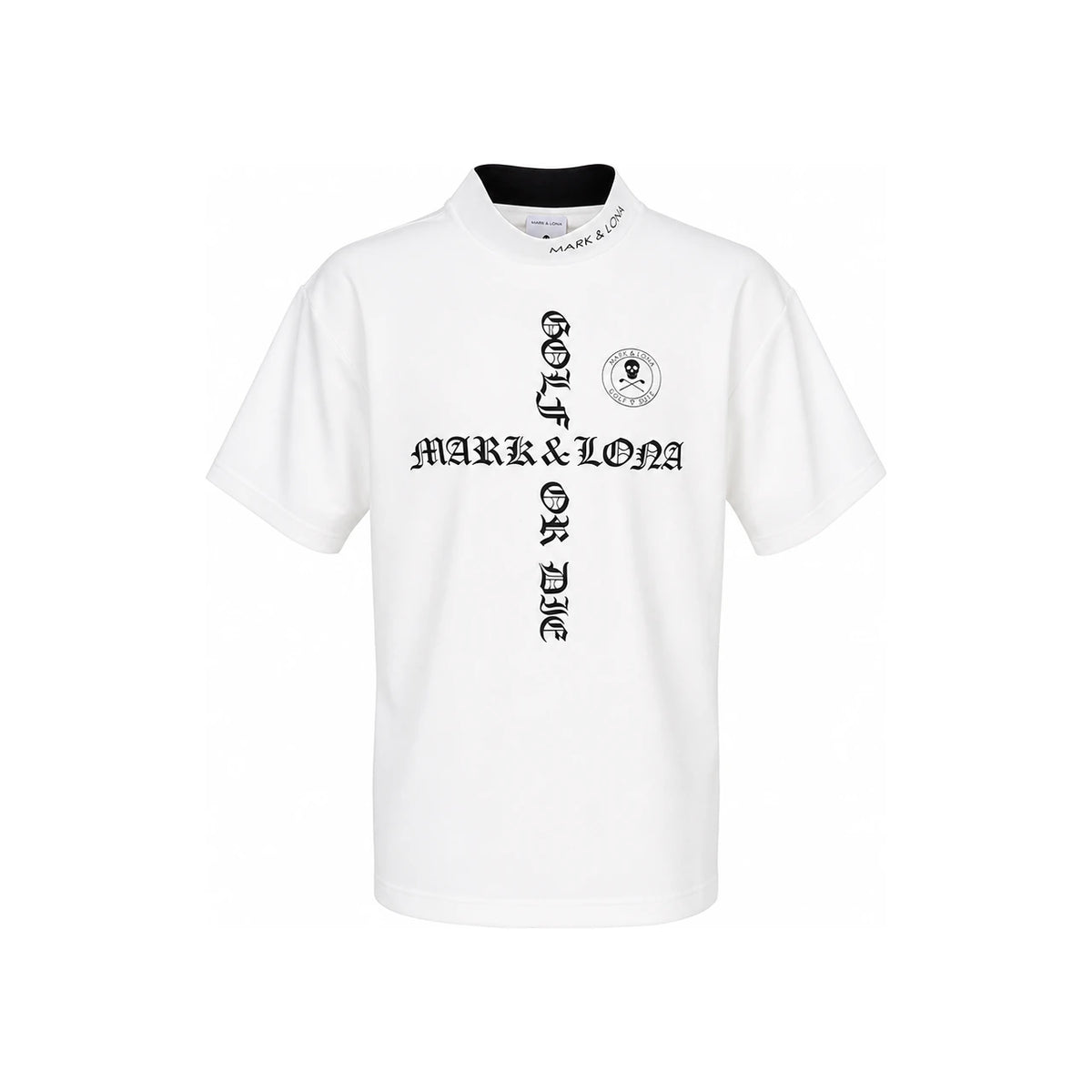 MARK&LONA Men’s Golf Mock Neck Short Sleeve T-Shirt White