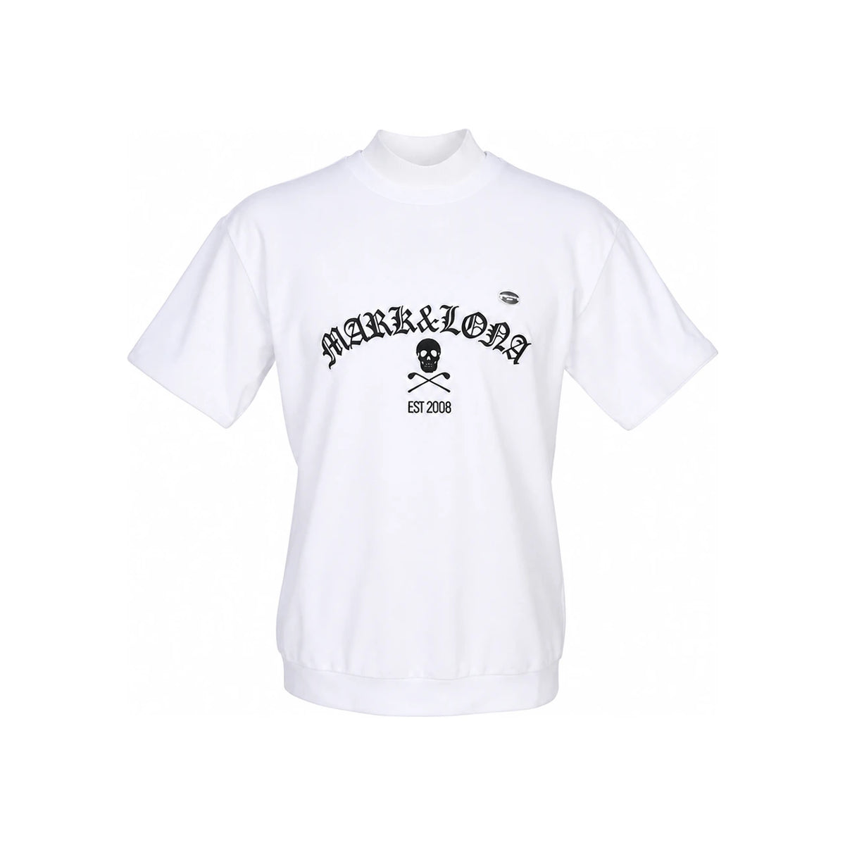 MARK&LONA White Mock Neck Short Sleeve Golf T-Shirt for Men