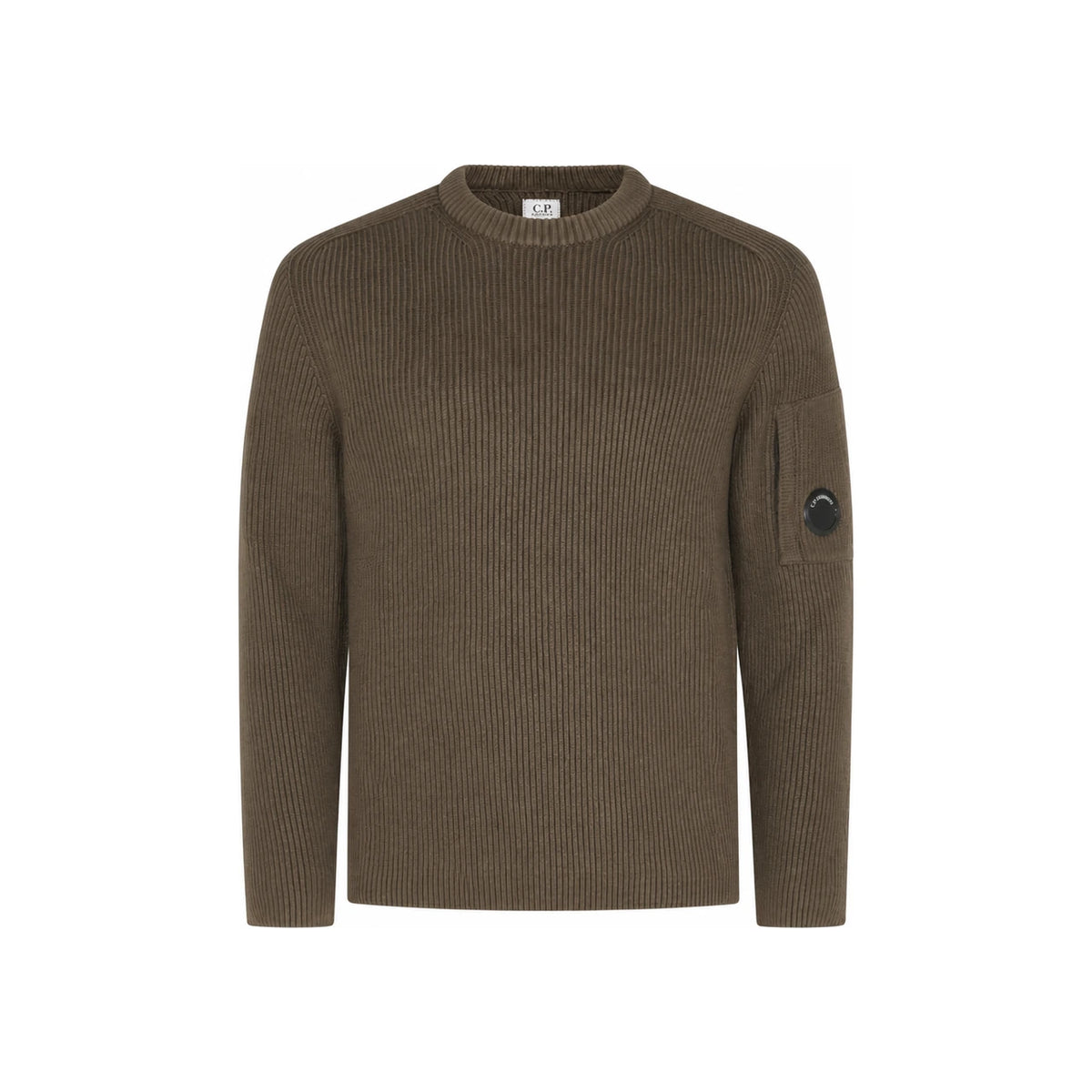CP Company Wool Blend Round Neck Knit Sweater Green