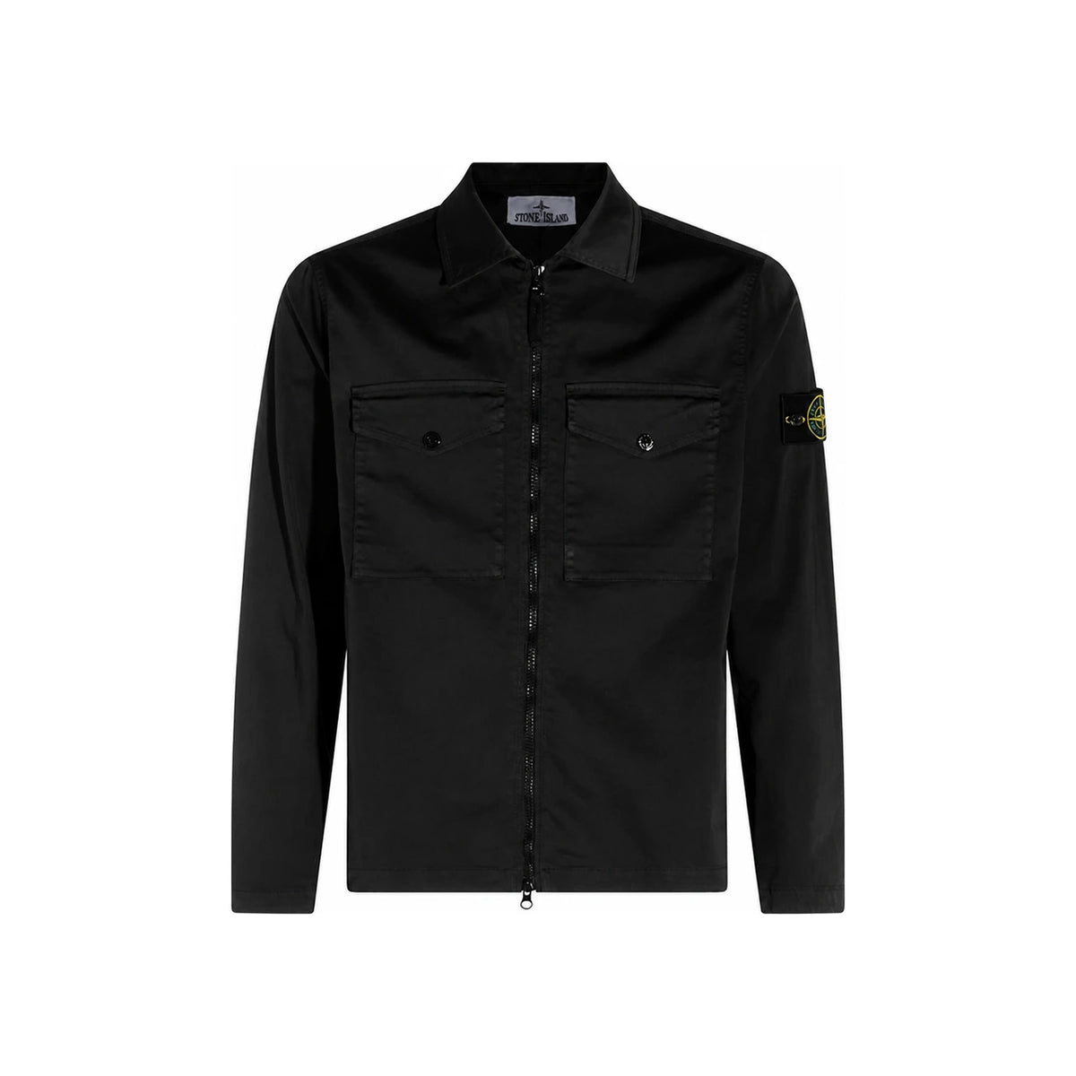 STONE ISLAND Black Stretch Overshirt Long Sleeve Shirt Men
