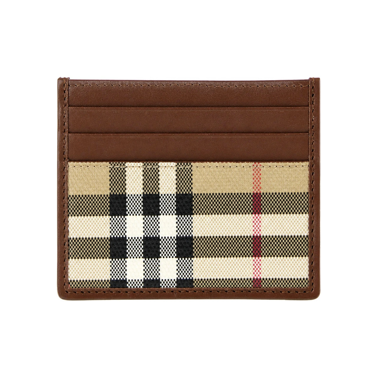 BURBERRY Check Leather Card Holder Wallet Unisex