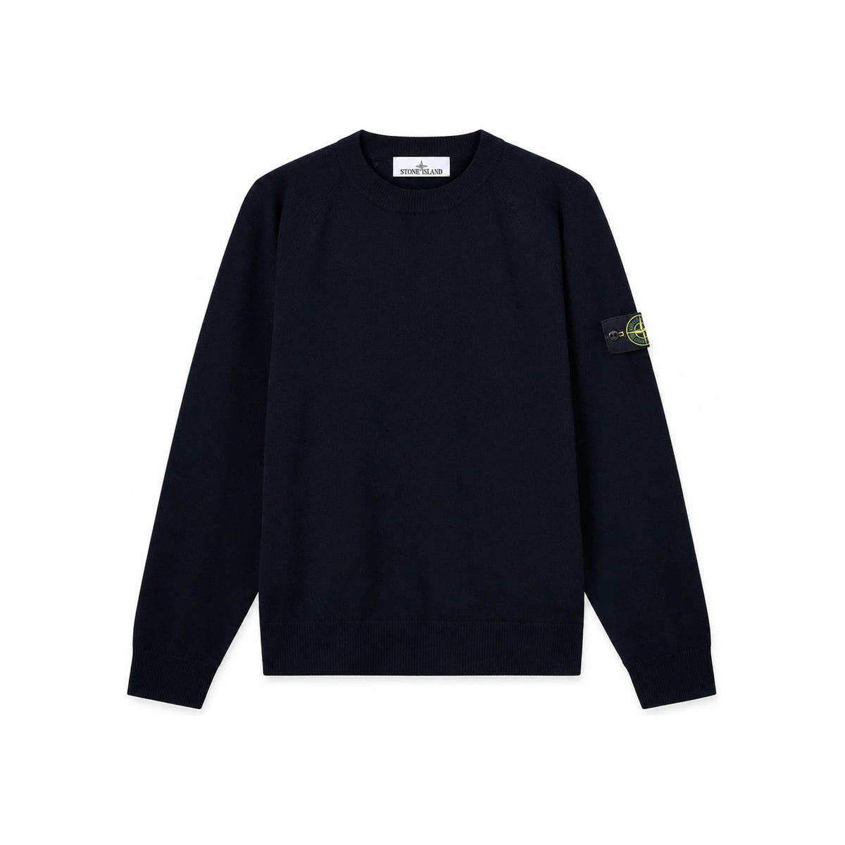 STONE ISLAND Black Wool Crewneck Knit Sweater