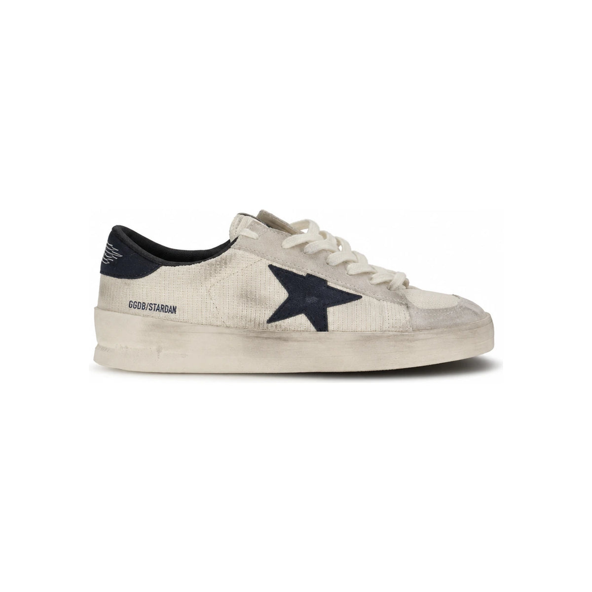 GOLDEN GOOSE Beige Ink Blue Leather Low-Top Sneakers for Men