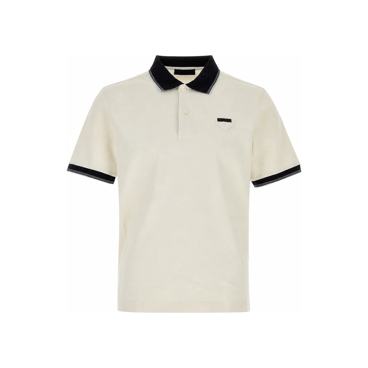 PRADA Short Sleeve Polo Shirt Navy Cotton Men's