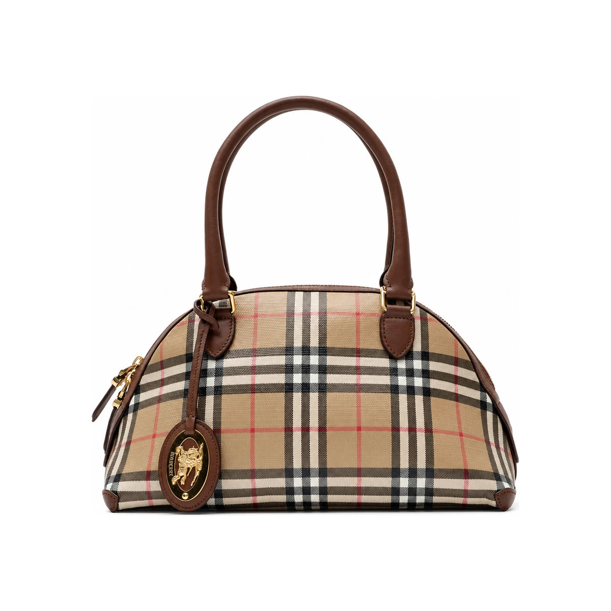 BURBERRY Canvas Leather Tote Bag Beige Black