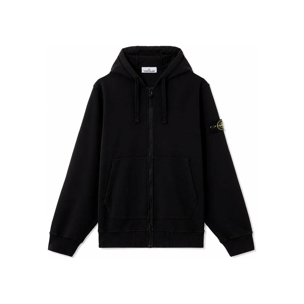 STONE ISLAND Logo Patch Hooded Zip-Up Jacket Black Men’s