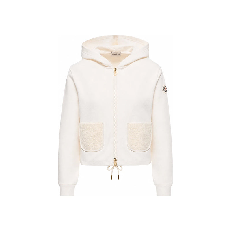 Moncler White Patch Logo Hooded Zip-Up Jacket 8G00005 89A8F 034