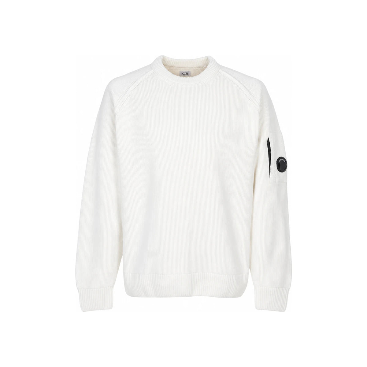 CP Company Men's Round Neck Knit Sweater White