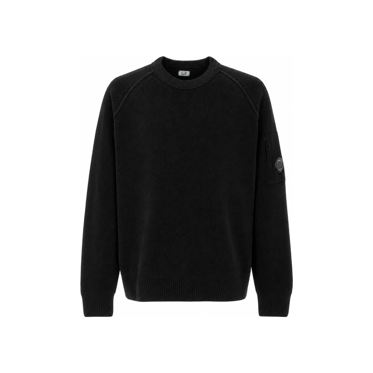 CP Company Black Wool Blend Crewneck Knit Sweater for Men