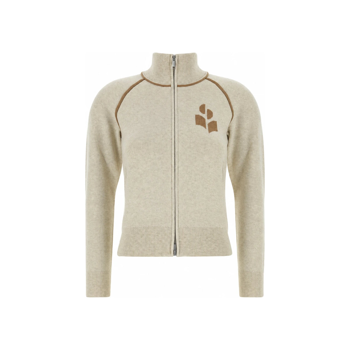 Isabel Marant Light Grey Camel Wool Blend Knit Cardigan