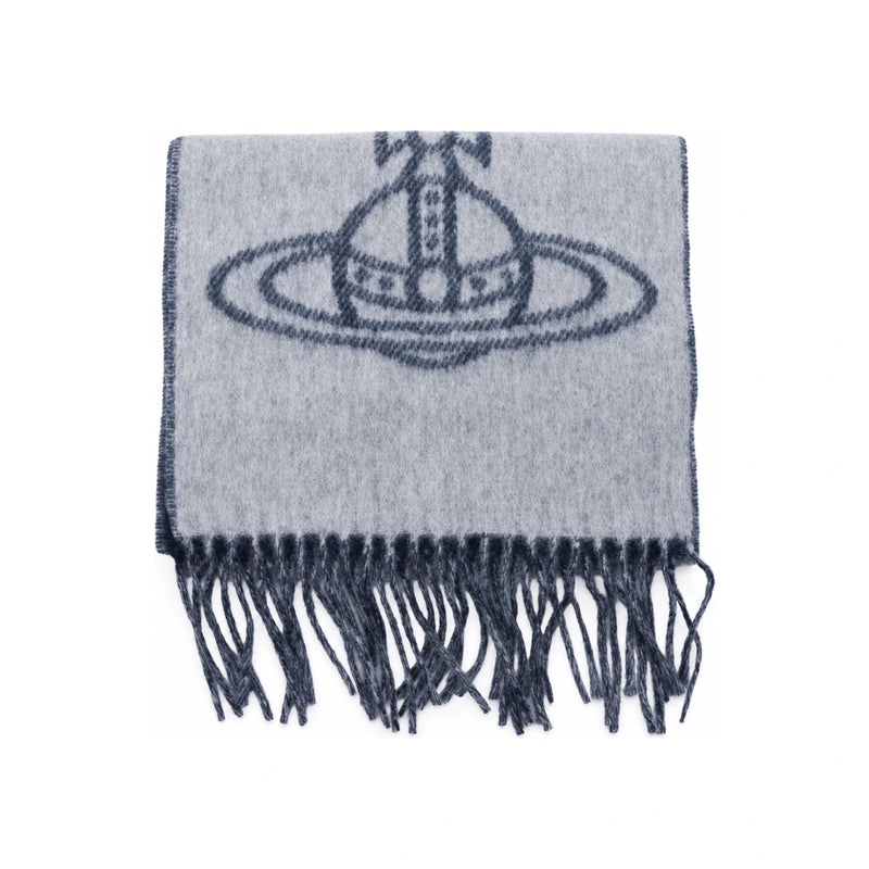 Vivienne Westwood Double Face Fringe Scarf Mineral Gray Wool