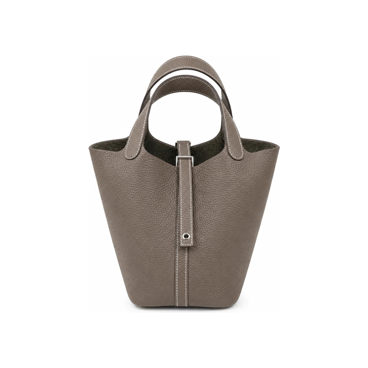 HERMES Clemence Picotin Lock 18 Tote Bag Etoupe Palladium Hardware