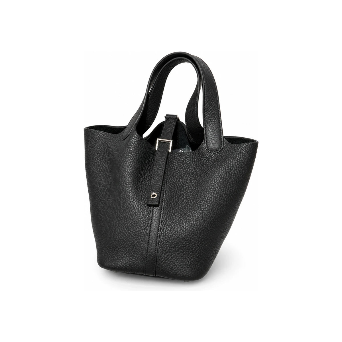 HERMES Clemence Picotin Lock 18 Tote Bag Black Palladium Hardware