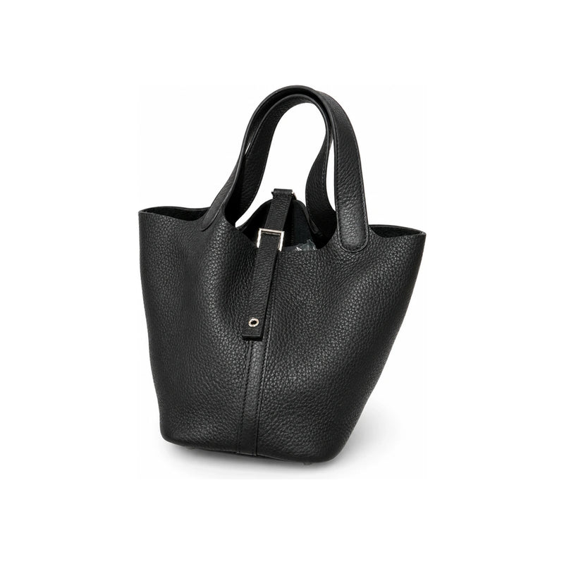 HERMES Clemence Picotin Lock 18 Tote Bag Black Palladium Hardware