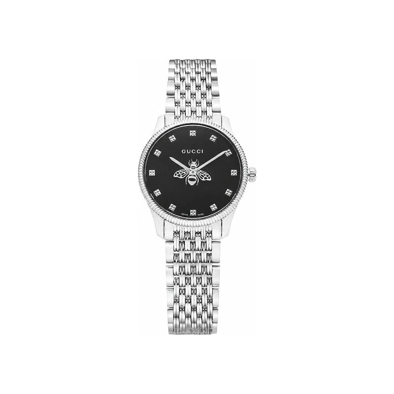 GUCCI Timeless Bee Black Dial Stainless Steel Women’s Watch YA1265020 G