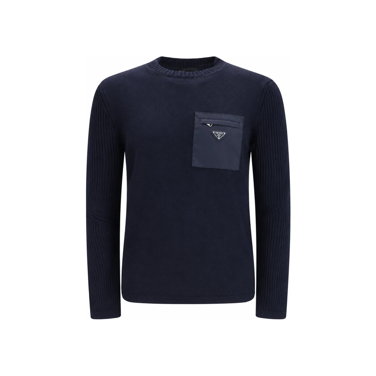PRADA Black Wool Round Neck Knit Sweater Men