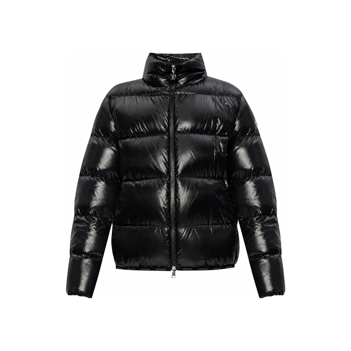 Moncler Abbadia Patch Logo High Neck Down Puffer Jacket Black Women