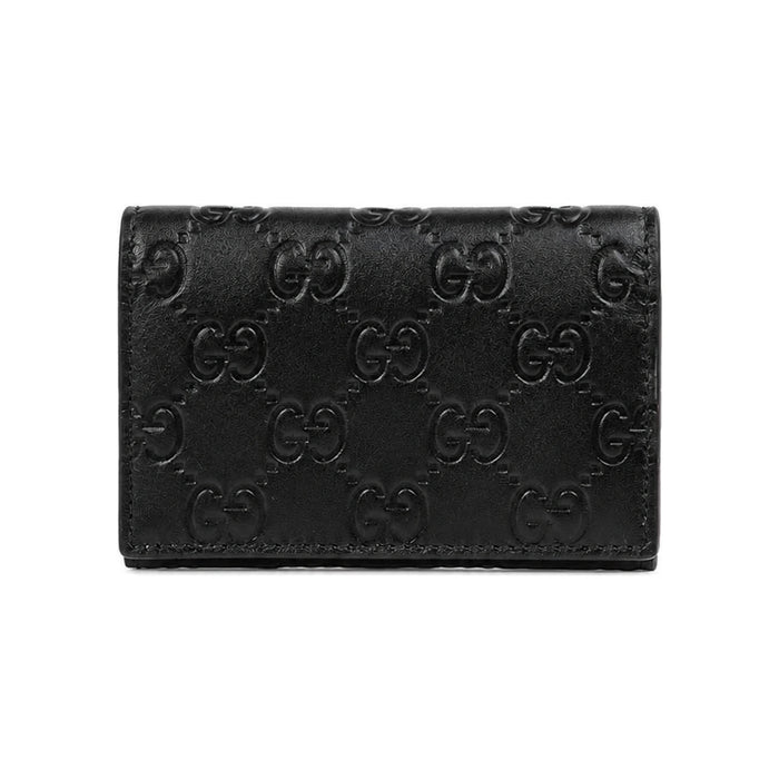 GUCCI Men's GG Emblem Leather Card Holder Black