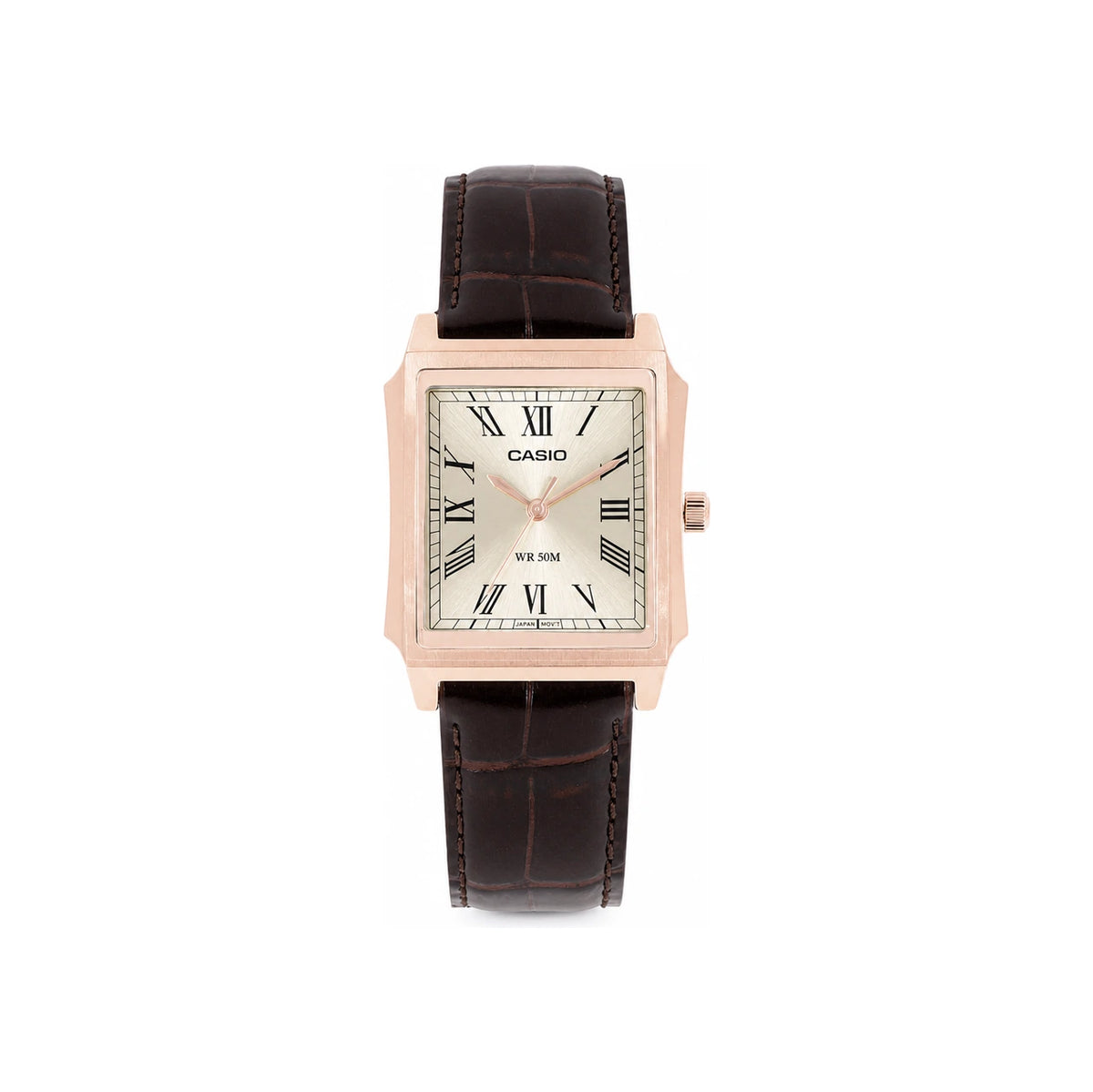 Casio Analog Square Vintage Retro Leather Watch for Men MTP B190RGL 9BVDF