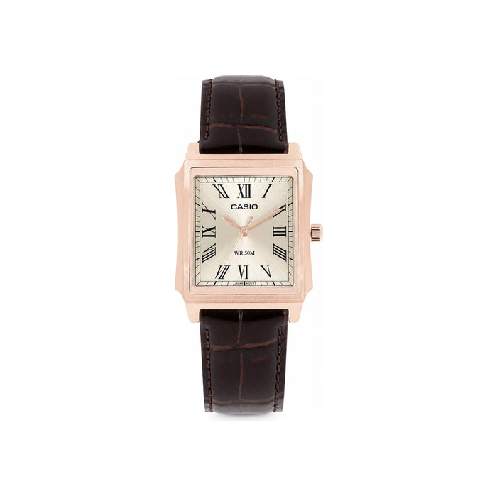 Casio Analog Square Vintage Retro Leather Watch for Men MTP B190RGL 9BVDF