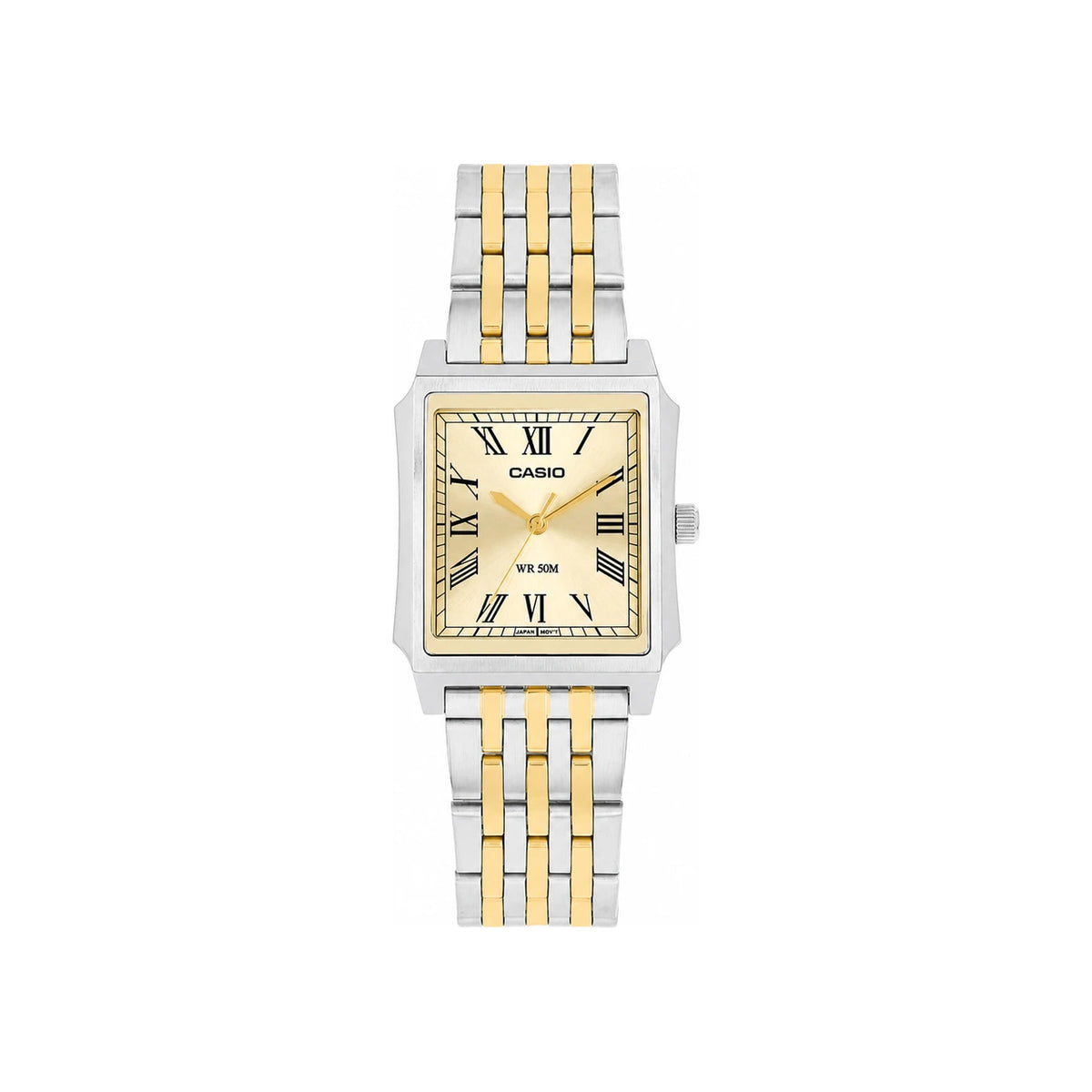 Casio Two-Tone Stainless Steel Analog Square Vintage Retro Watc MTP B190SG 9BVDF