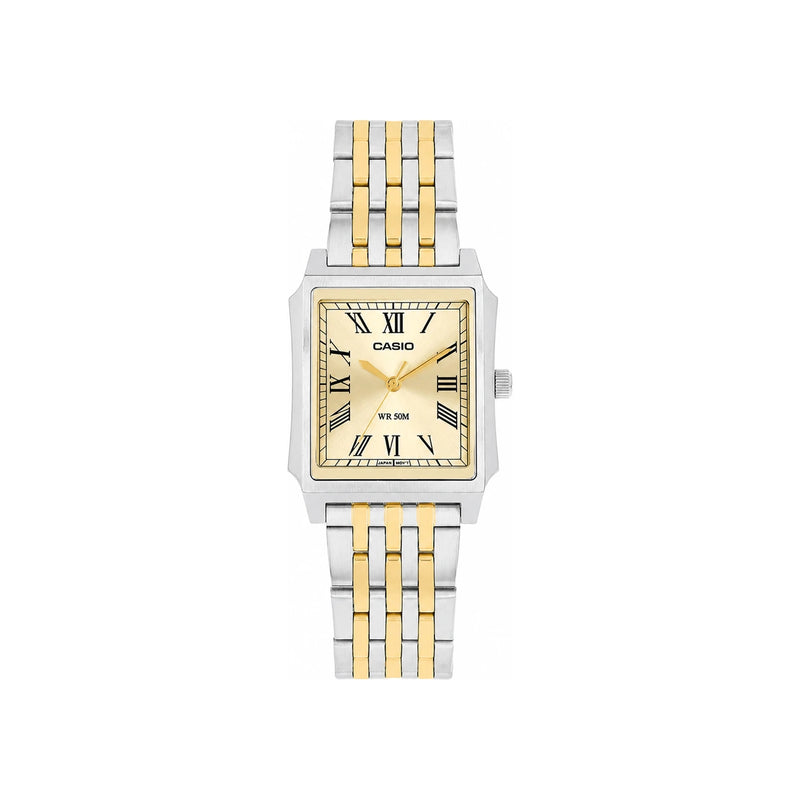 Casio Two-Tone Stainless Steel Analog Square Vintage Retro Watc MTP B190SG 9BVDF