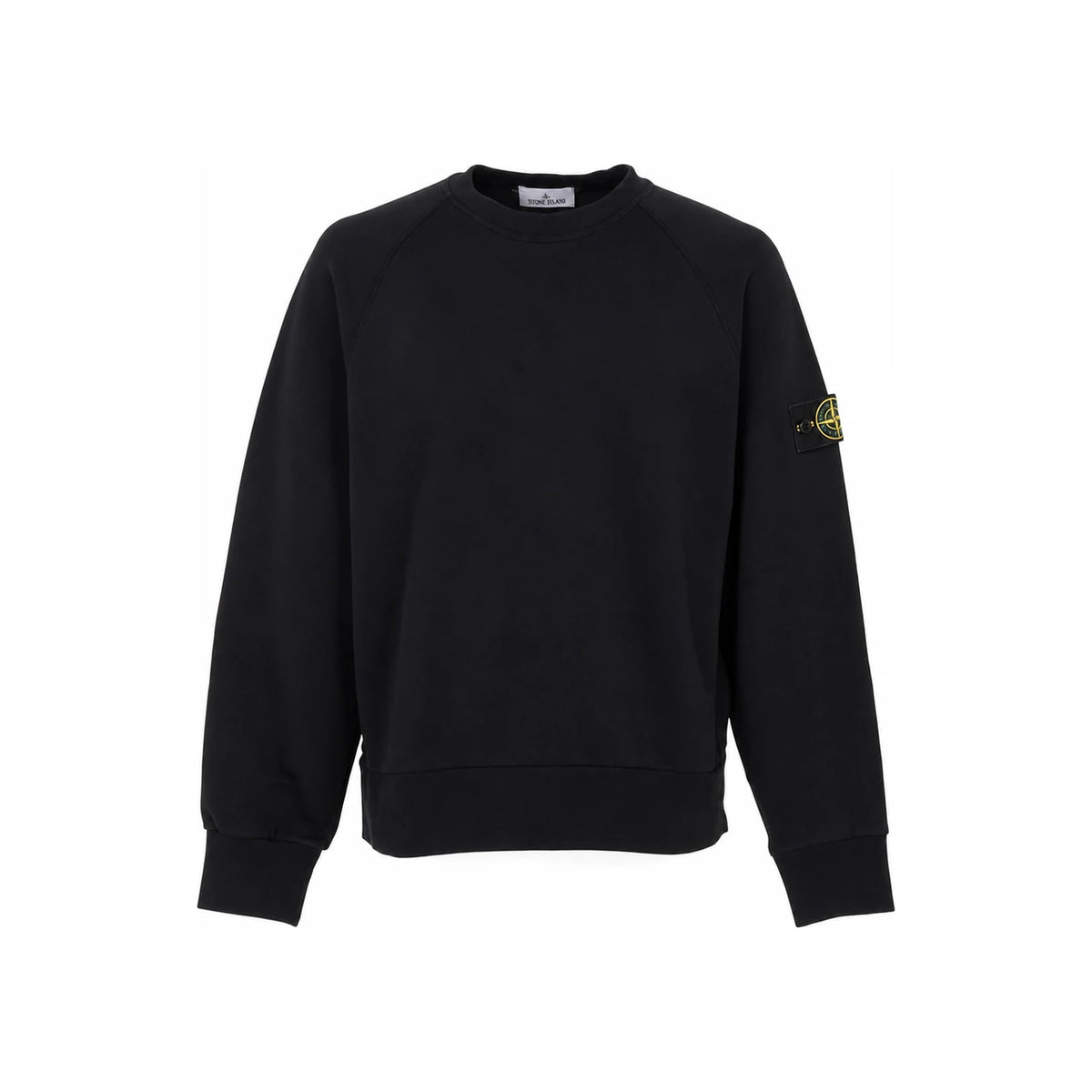 STONE ISLAND Patch Logo Crewneck Sweatshirt Black Men Cotton