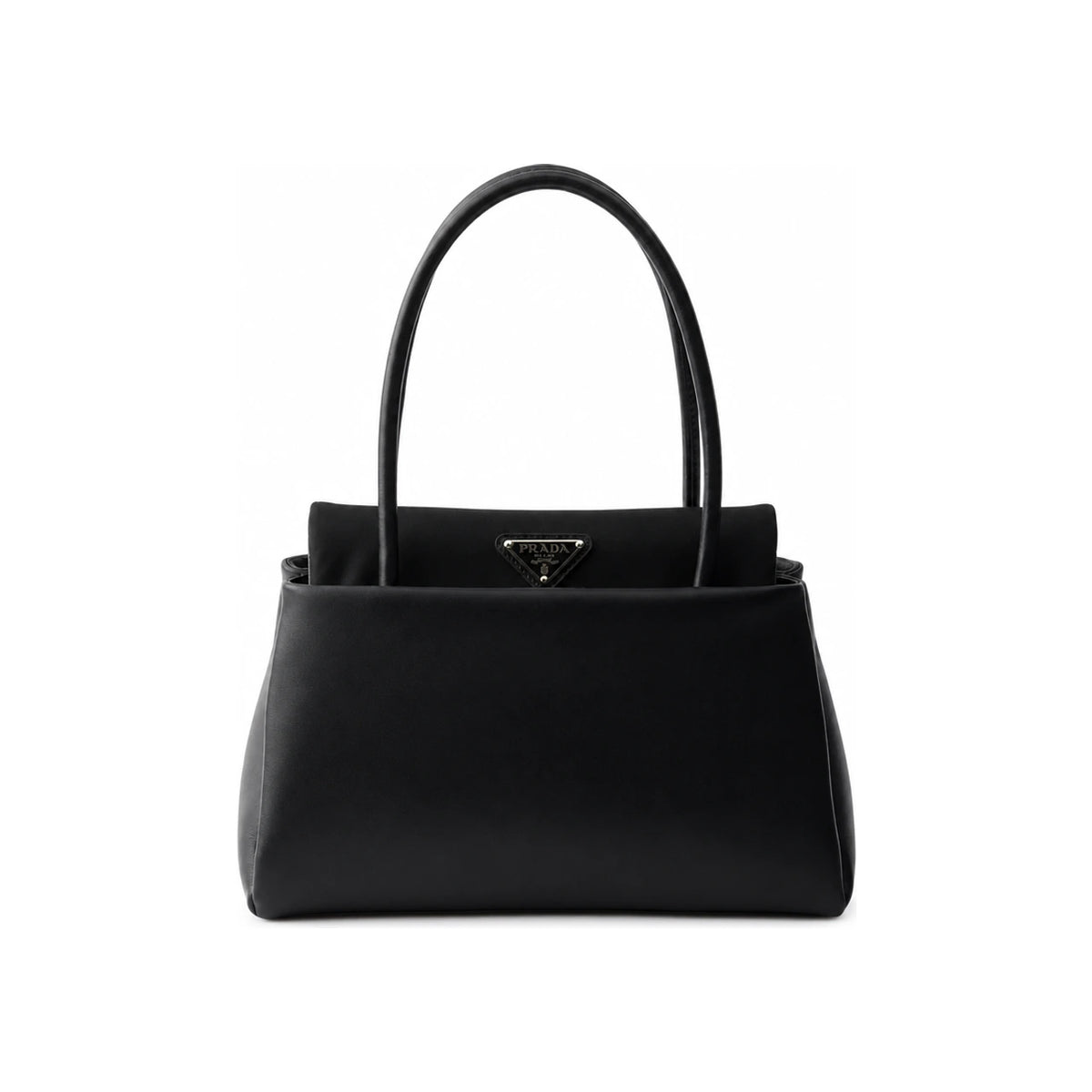 PRADA Leather Tote Bag Black Structured Handbag