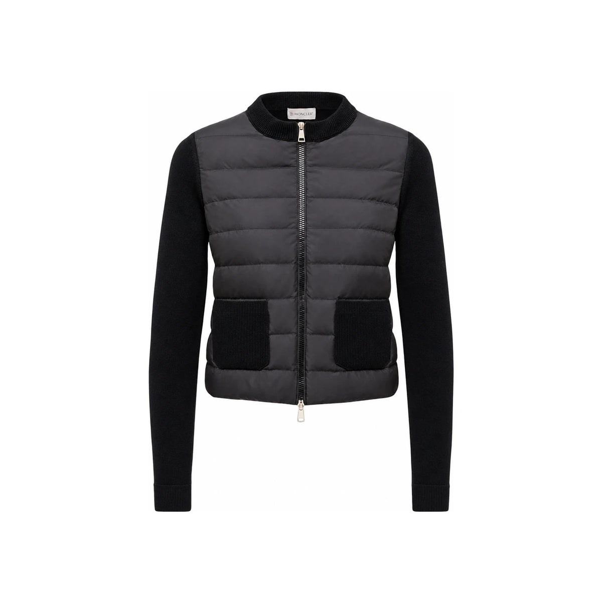 Moncler Black Logo Patch Women’s Down Padded Cardigan Jacket