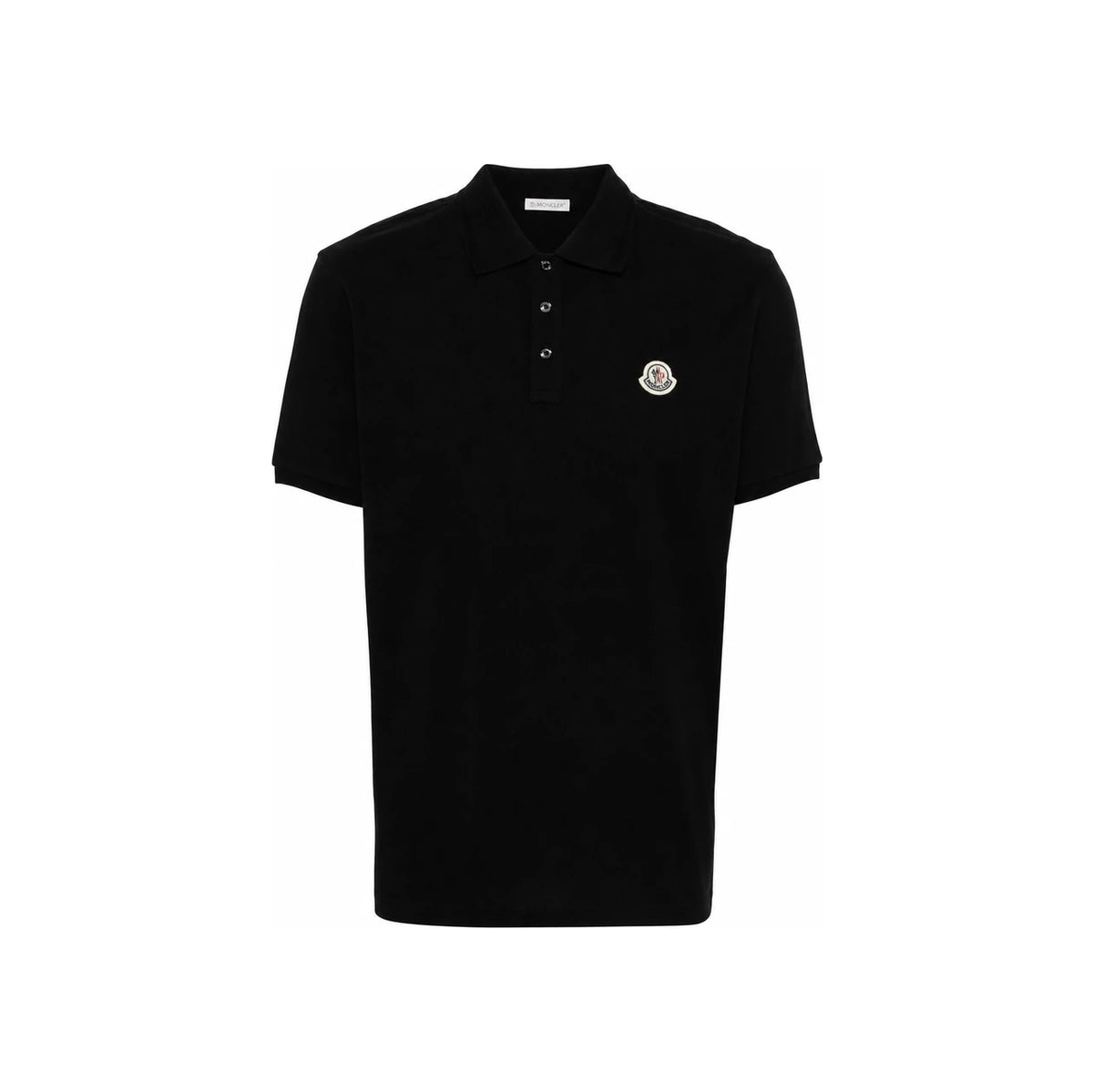 Moncler Logo Patch Short Sleeve Polo Shirt for Men Black
