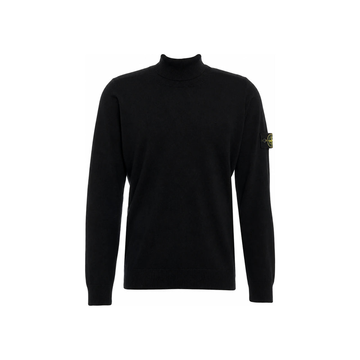 STONE ISLAND Men’s Turtleneck Knit Sweater with Logo Patch Black