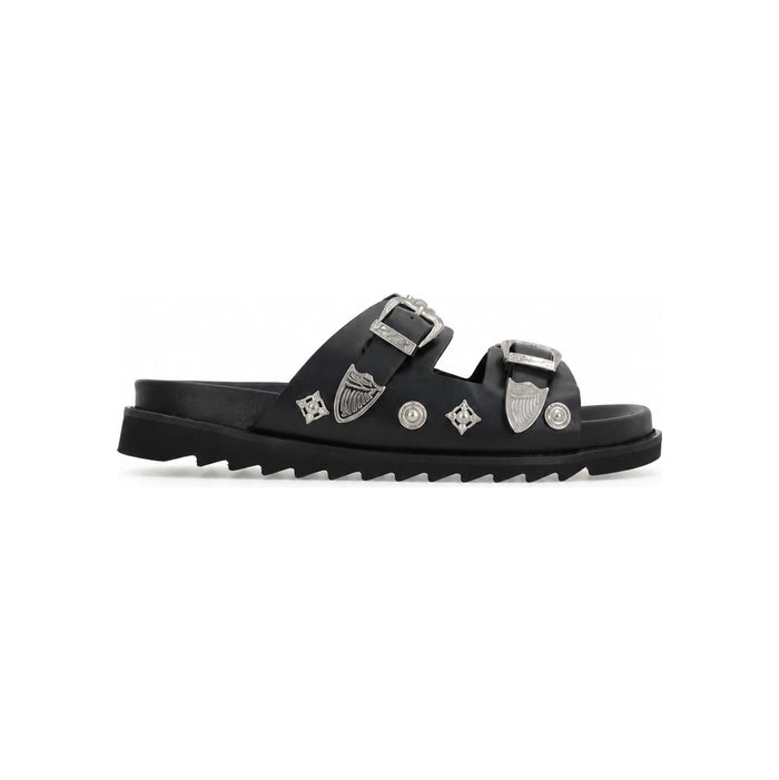 Toga Black Mule Slippers Sandals AJ830 BLACK DOM