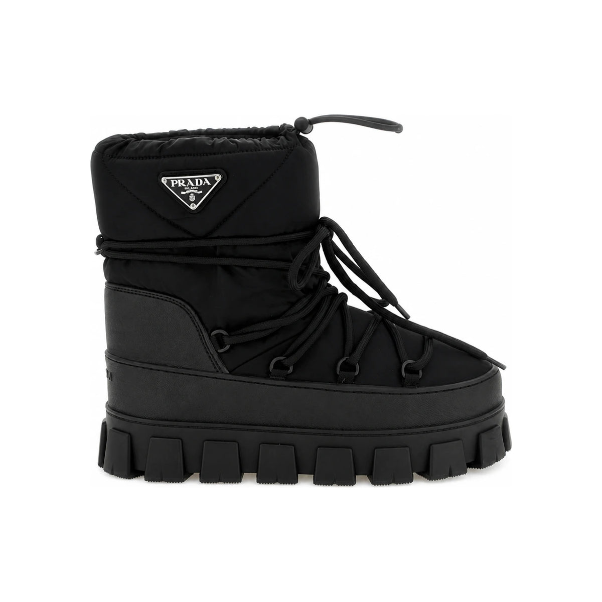 PRADA Black Leather Winter Boots