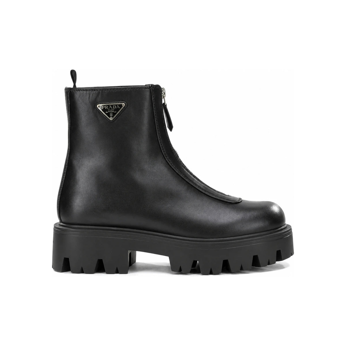 PRADA Black Leather Ankle Boots