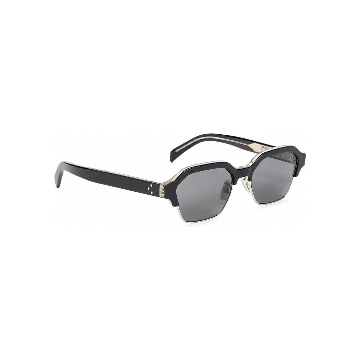 CELINE Black Frame Dark Havana Silver Acetate Metal Sunglasses