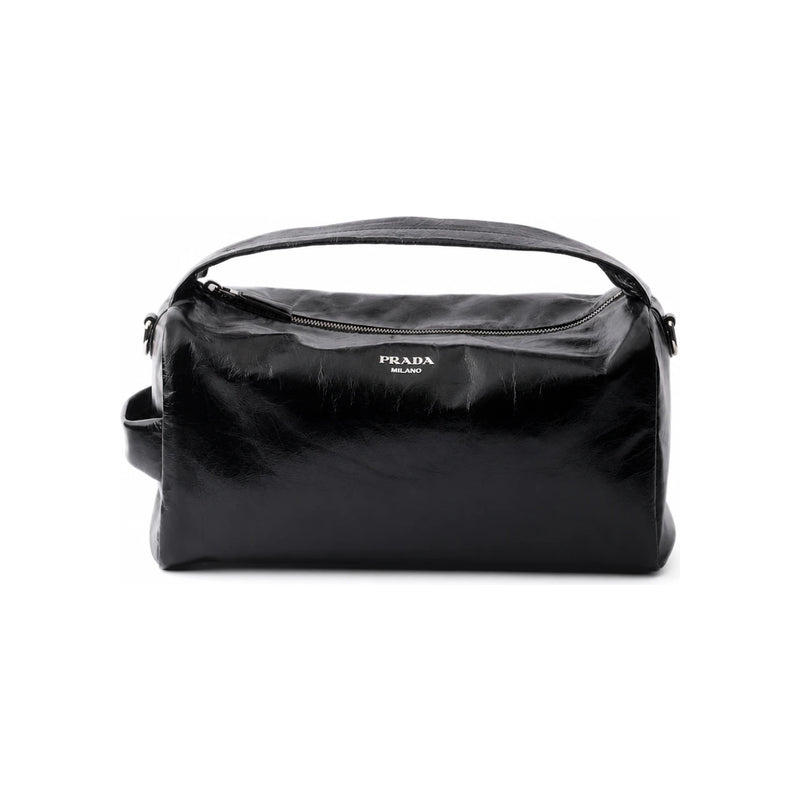 PRADA Logo Leather Crossbody Bag Black